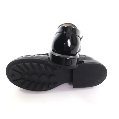 CHANEL 22B G39447 F Patent Leather Loafer With Pearl Coco Mark Black 34.5 With