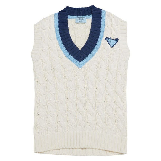 Prada Vest Size 36 Cable Knit V-neck Tilden