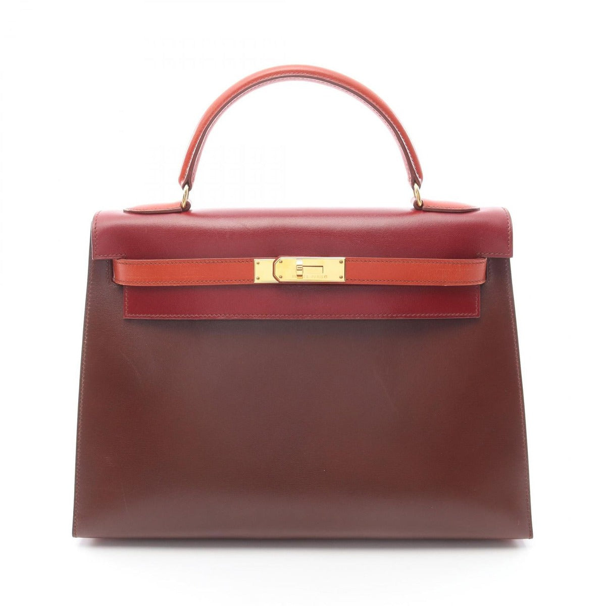Hermes Handbag Kelly 32 Tricolor Rouge Ash Brick Brow