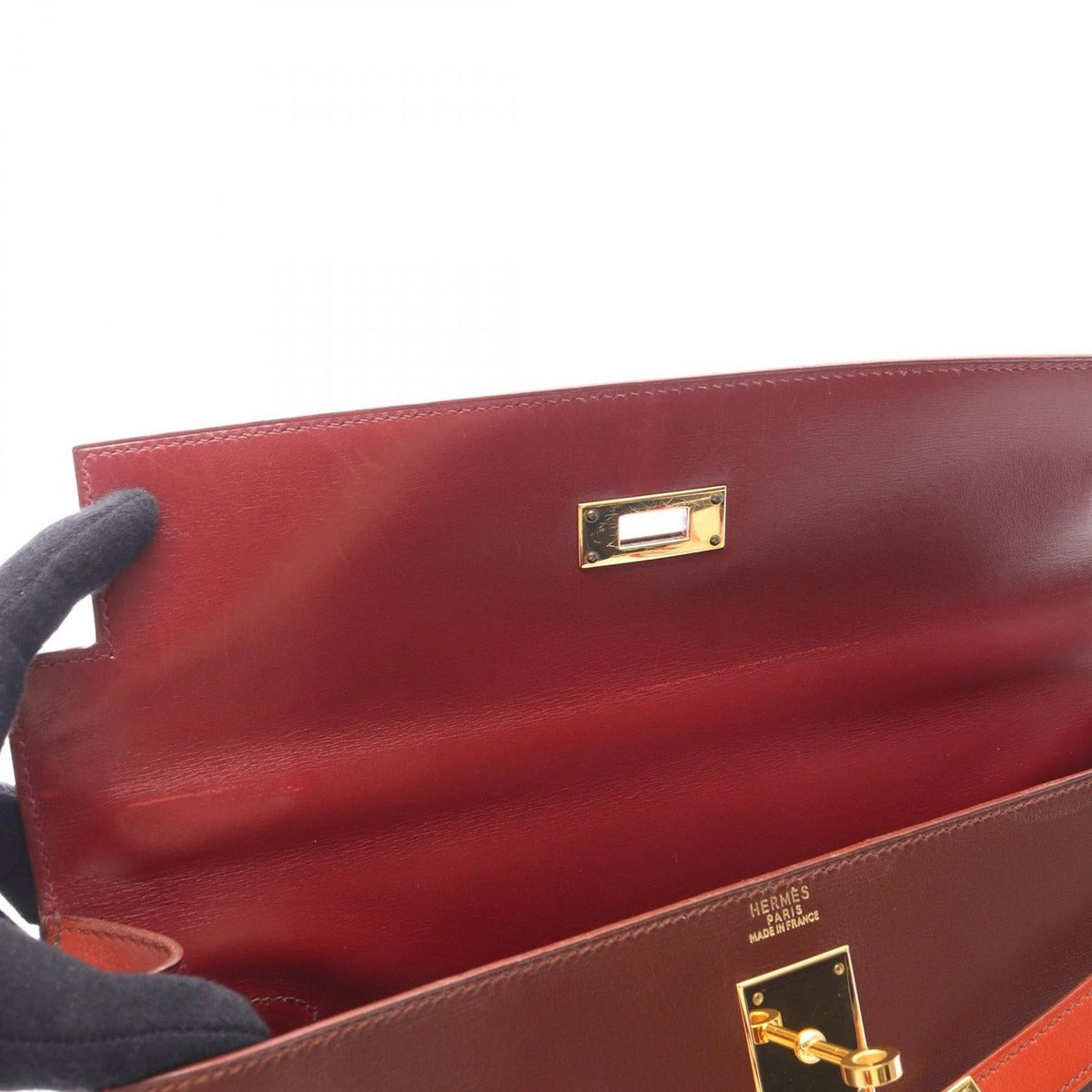 Hermes Handbag Kelly 32 Tricolor Rouge Ash Brick Brow — view 13