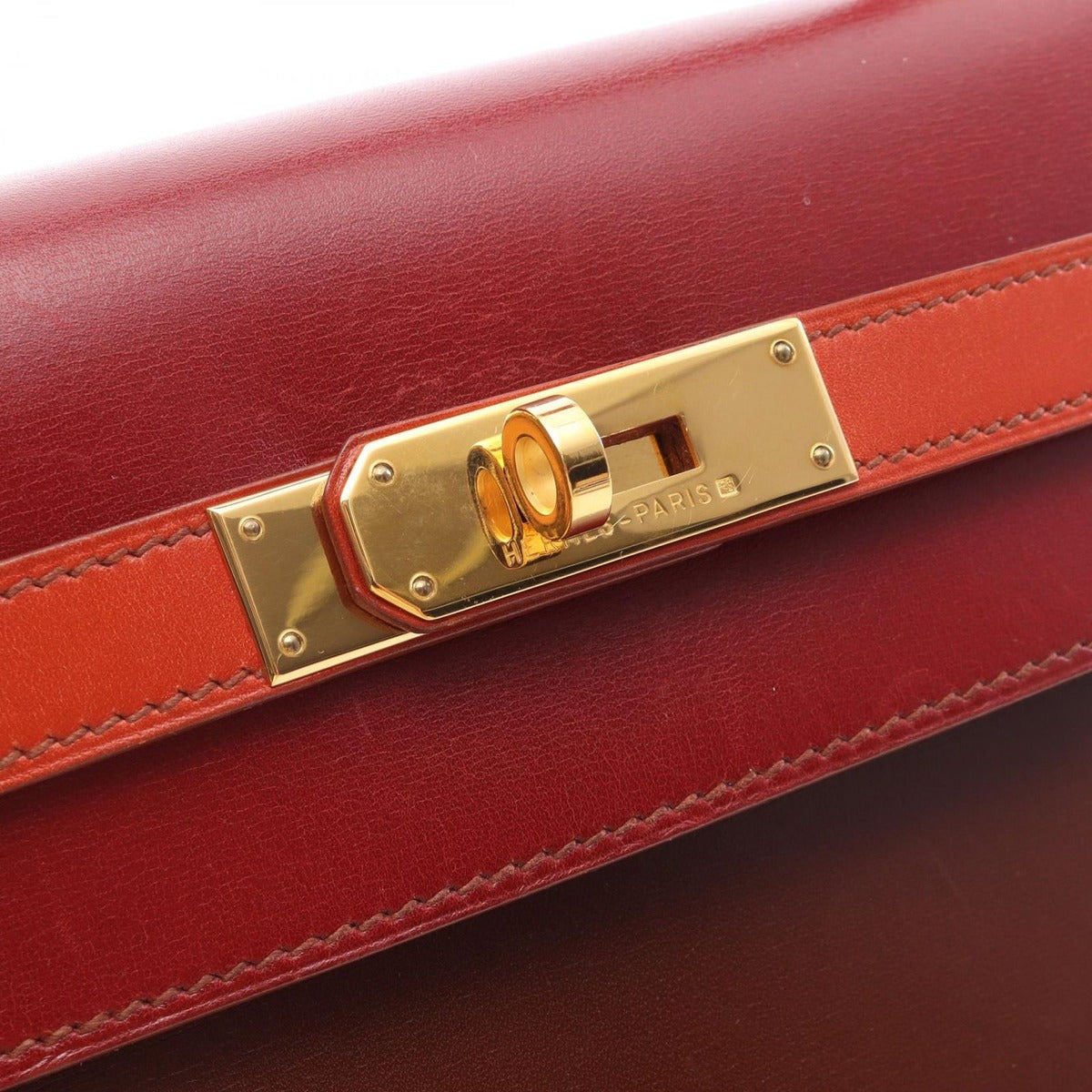 Hermes Handbag Kelly 32 Tricolor Rouge Ash Brick Brow — view 10