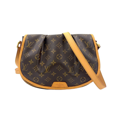 Louis Vuitton Menilmontan PM Monogram Leather Brown Shoulder Bag Gold