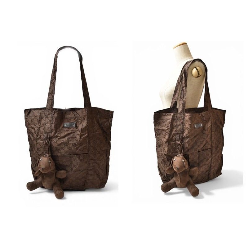 Gucci Shopping GG Nylon Teddy Bear My Pouch Pattern Brown — view 2