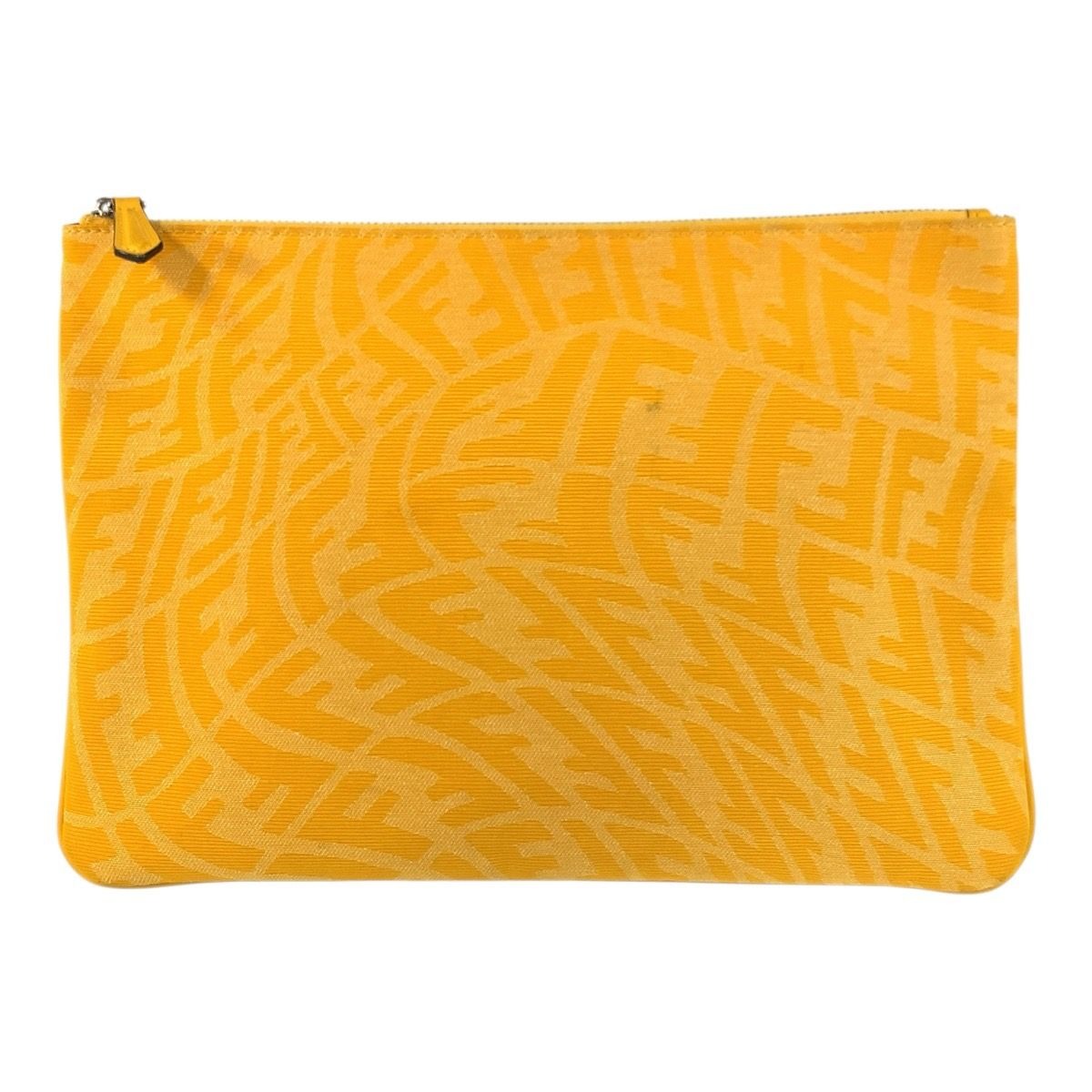 Fendi FF Vertigo Yellow Silver Canvas Clutch
