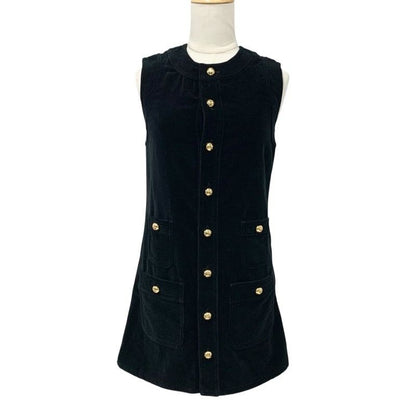 Celine Dress Cotton Black Gold Triomphe Velor Sleeveless
