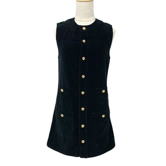 Celine Dress Cotton Black Gold Triomphe Velor Sleeveless