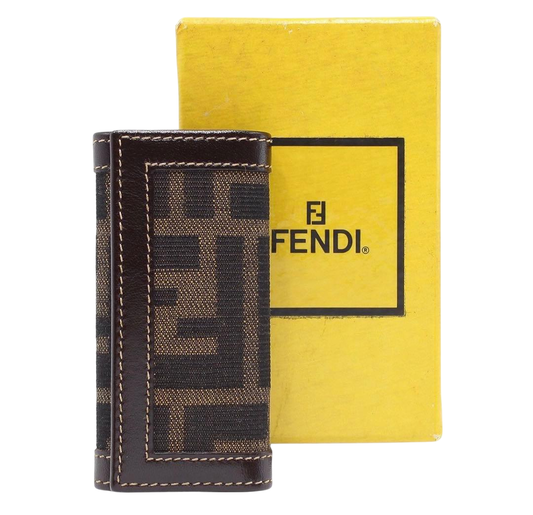 Unused Fendi Zucca Pattern 4-ring Key Case