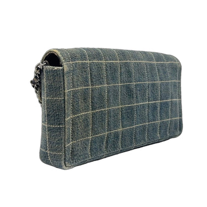 Chanel Choco Bar Chain Shoulder Bag Denim Navy Silver — view 2