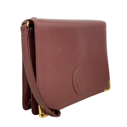Cartier Clutch Must Leather Bordeaux Gold — view 2