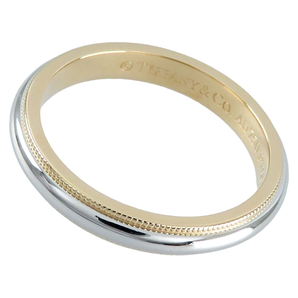 Tiffany & Co Milgrain Ring Yellow Gold Platinum 18k Together Band — view 4