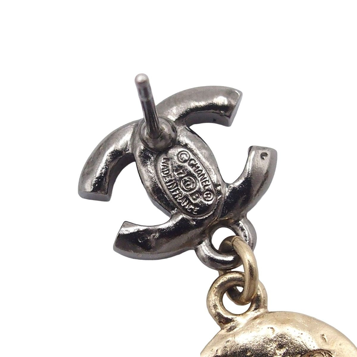 Chanel Earrings Swing CC Logo Crescent Star Silver Gold Metal Rhinestone — view 5