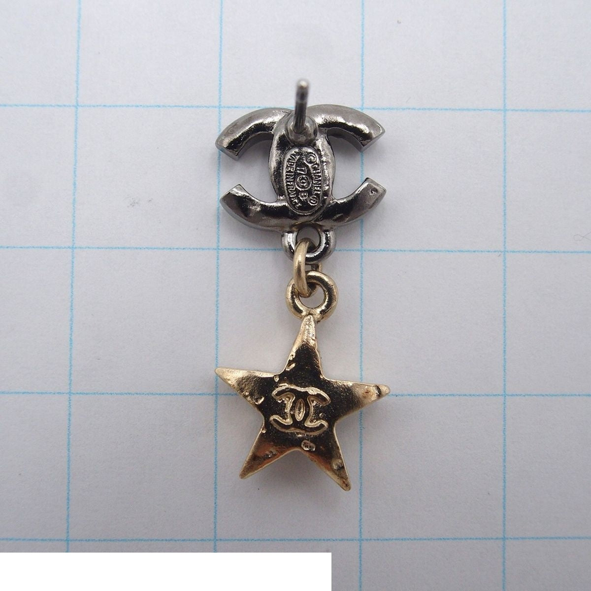 Chanel Earrings Swing CC Logo Crescent Star Silver Gold Metal Rhinestone — view 8