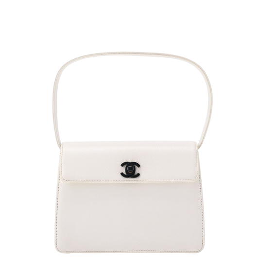 Chanel Handbag Mini Kelly Shape Caviar Skin White With Gold Hardware Ladies Bag