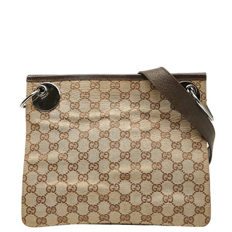 Gucci GG Canvas Crossbody Shoulder Bag Beige Brown