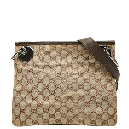 Gucci GG Canvas Crossbody Shoulder Bag Beige Brown
