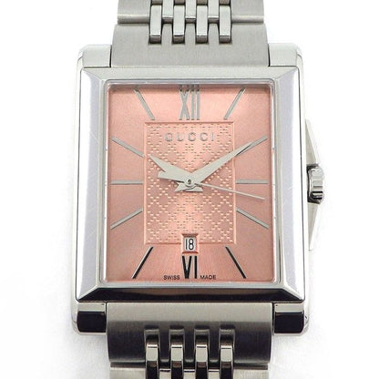 Gucci Watch Timeless Rectangle 138.5 Date Sunray Diamante Pink Dial