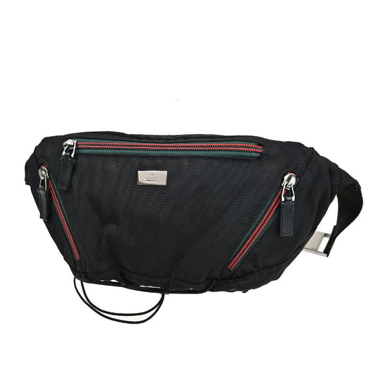 Gucci Body Bag Sherry Waist Pouch Black Canvas 88ka616