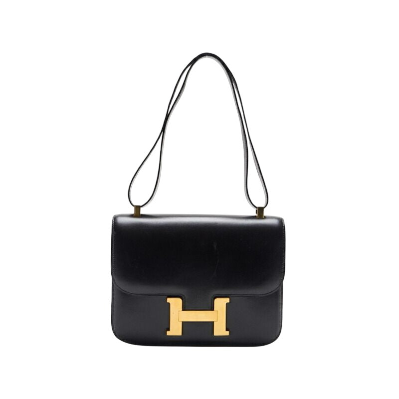 Hermes Constance 23 Shoulder Bag Box Calf Black With Gold Hardware