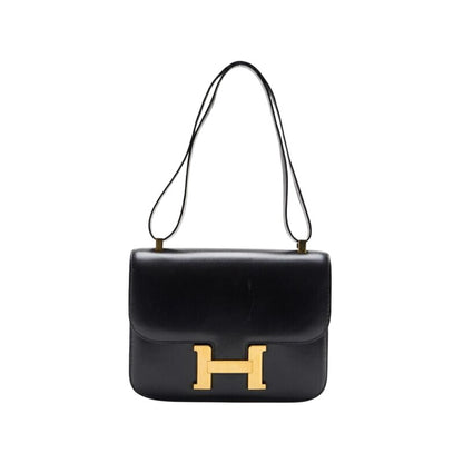 Hermes Constance 23 Shoulder Bag Box Calf Black With Gold Hardware
