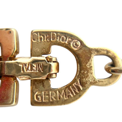 Christian DIOR Necklace CD Logo Plate Enamel Gold Plated Gold