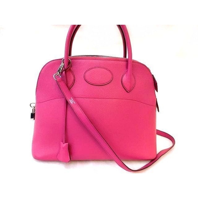 Hermes Bolide 31 2-Way Shoulder Bag Chevre Rose Shocking Silver Hardware