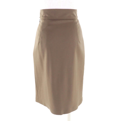 Hermes Belt Design Knee Length Wool Skirt Tight Brown 34 — view 4