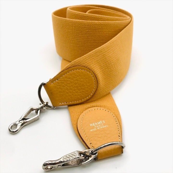 Hermes Shoulder Strap Evelyne Canvas Leather Yellow