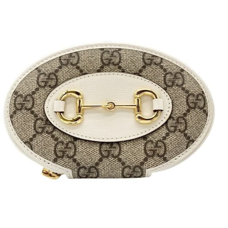 Gucci Coin Case GG Supreme Horsebit Ivory Beige Leather Gold
