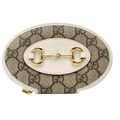 Gucci Coin Case GG Supreme Horsebit Ivory Beige Leather Gold