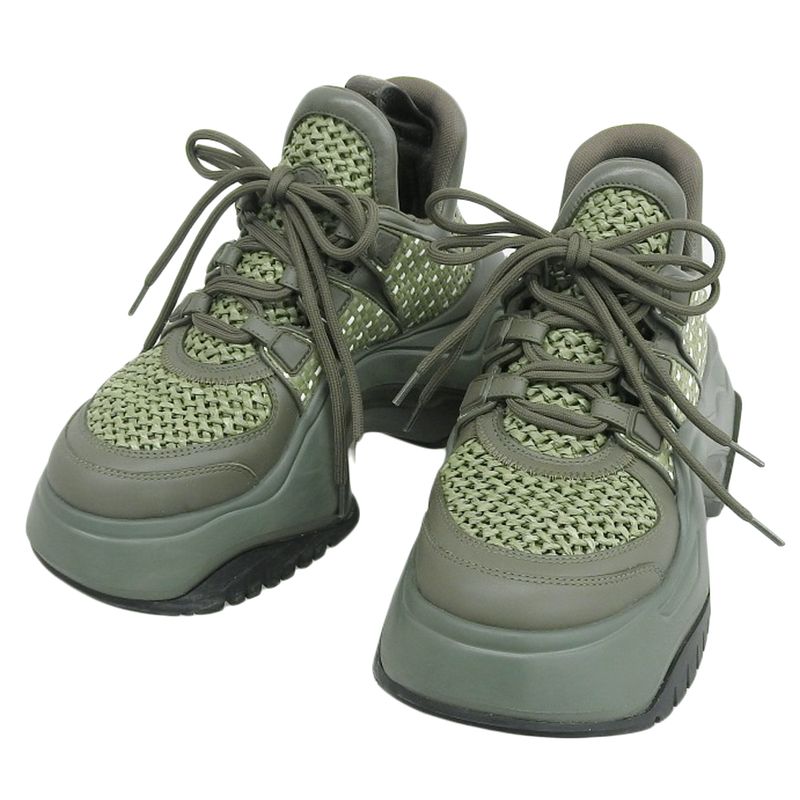 Louis Vuitton 2023 Item Arkwright 2.0 Raffia Leather Sneakers 37 23.5cm