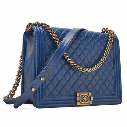 Chanel Boy Chanel Matelasse Chain Shoulder Vintage Calf Large Size Gold