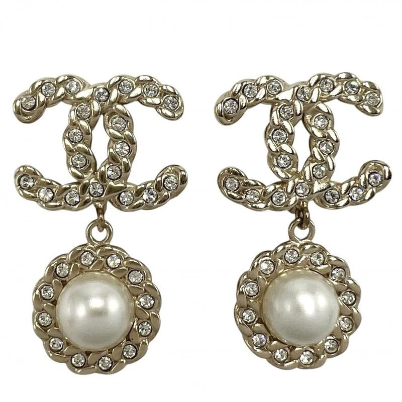 Chanel Earrings Coco Mark Swing Accessories GP Faux Pearl
