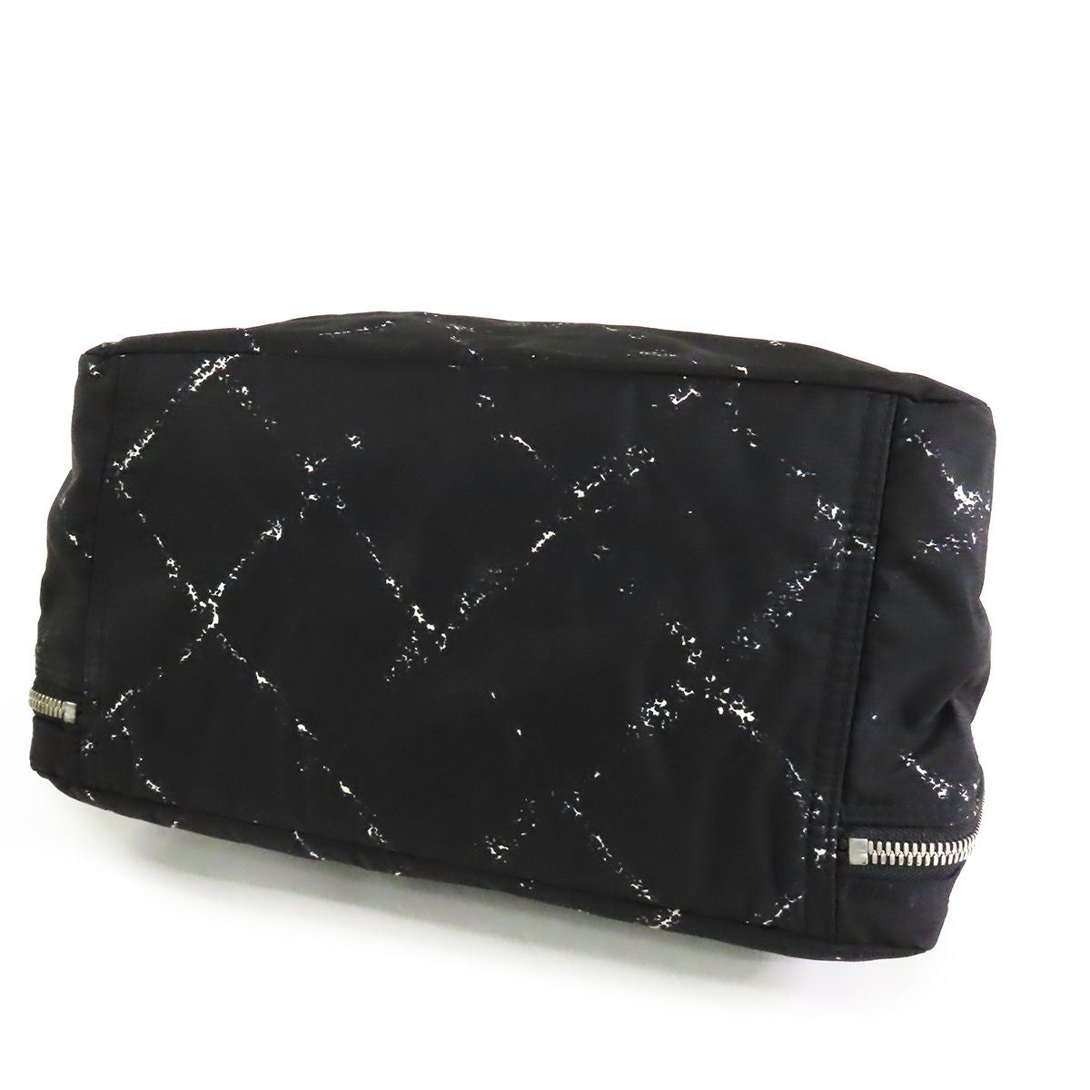 Chanel Vintage Travel Line Mini Boston Bag Black White Silver Nylon Vinyl — view 3