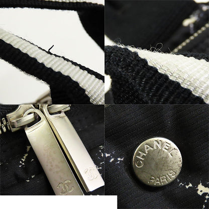 Chanel Vintage Travel Line Mini Boston Bag Black White Silver Nylon Vinyl — view 7