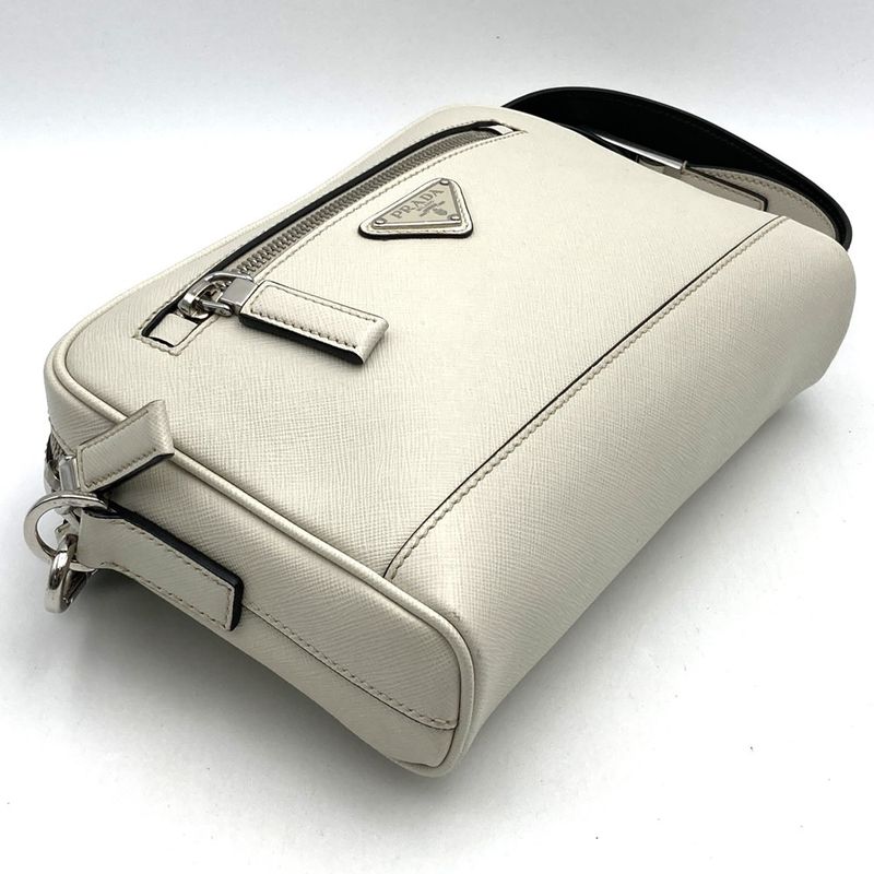 Prada 2vh063 Shoulder Bag Saffiano White Leather Women Men Fashion