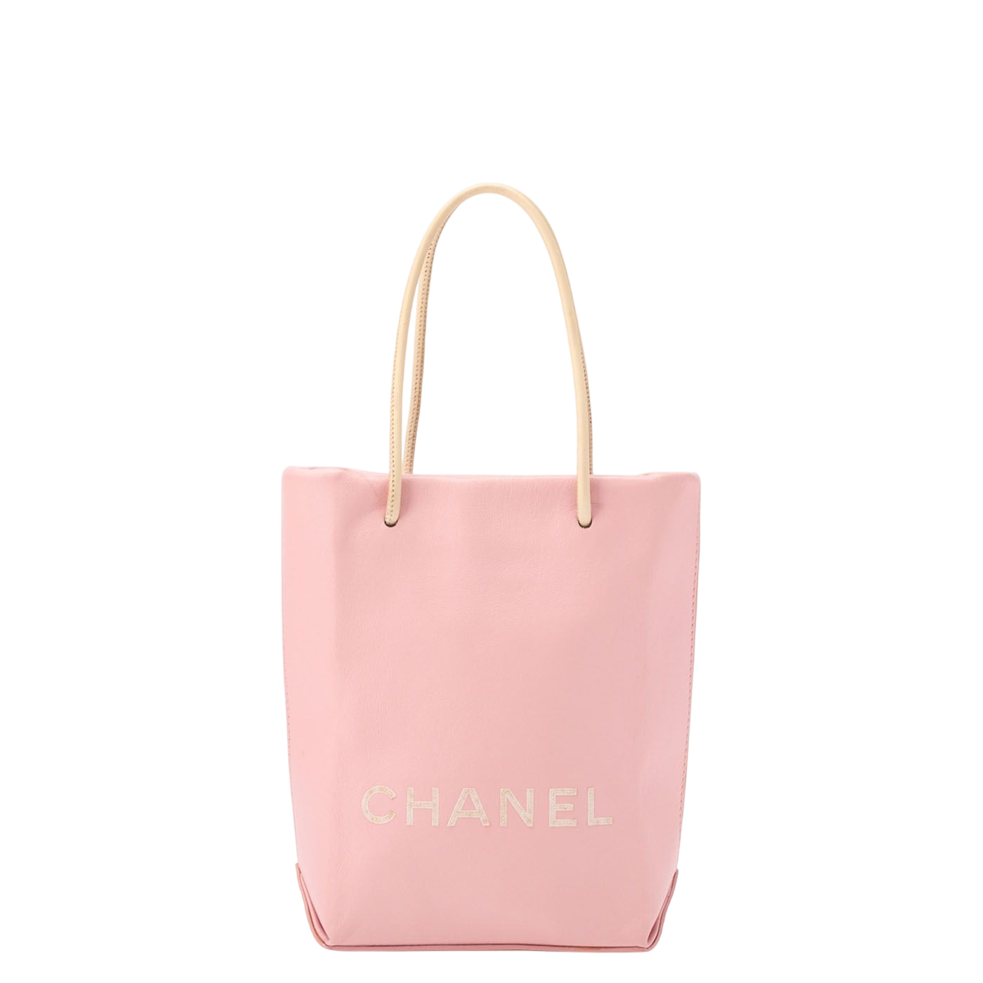 Chanel Mini Tote Bag Essential Logo Mark Lambskin Pink Silver Hardware Handbag