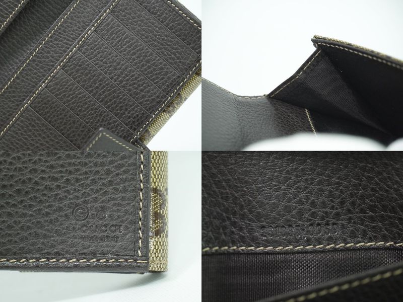 Authentic Gucci GG Crystal Long Wallet Long Wallet Coated Canvas Beige Brown