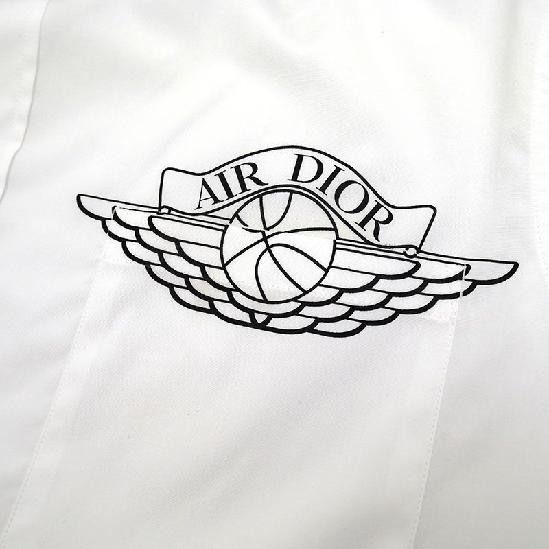 Air Dior X NIKE Chest Logo Cotton Short Sleeve Shirt 38 Navy Blue