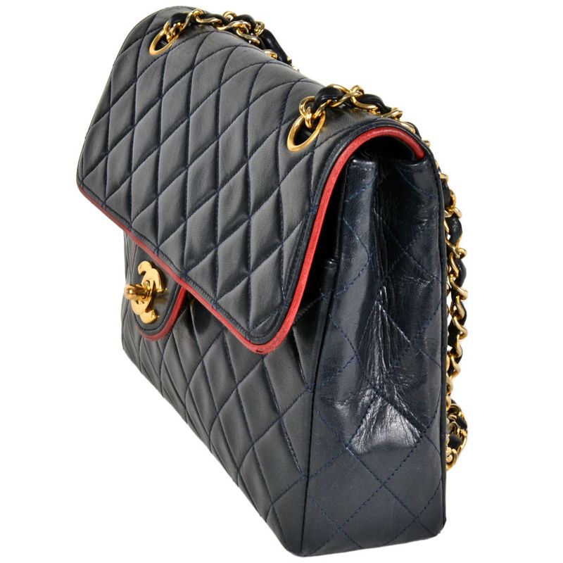 Chanel Matelasse Coco Mark Chain Shoulder Bag Lambskin Navy Goldhardware