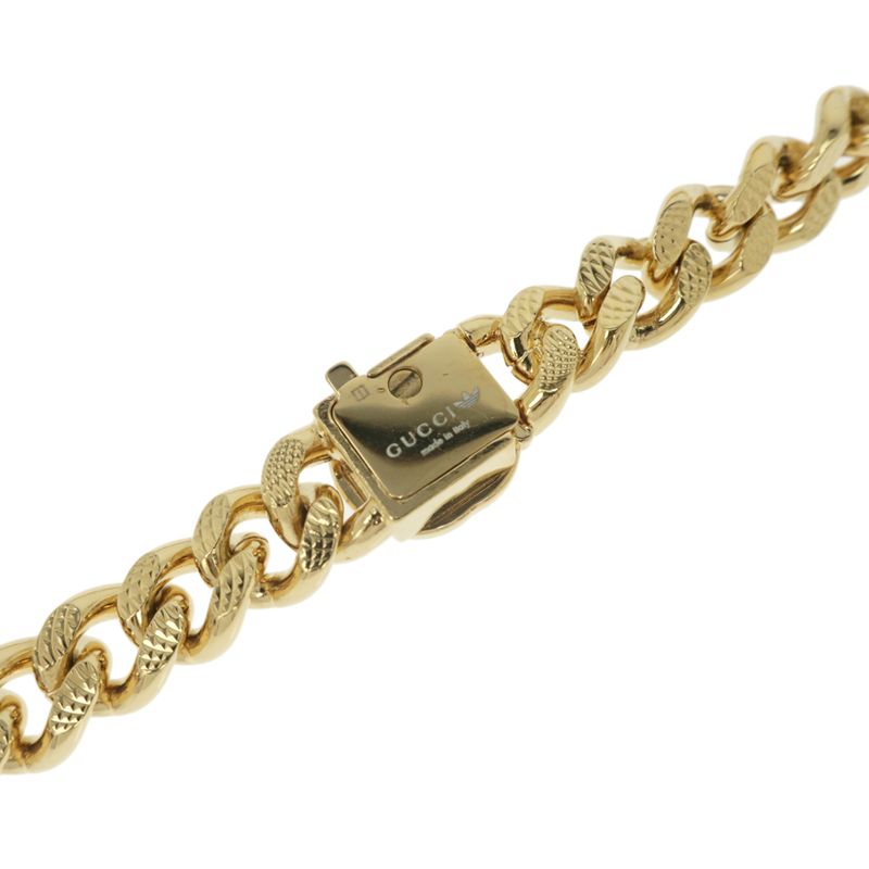 Gucci Adidas Collaboration Necklace Trefoil Golmette Chain Gold Black