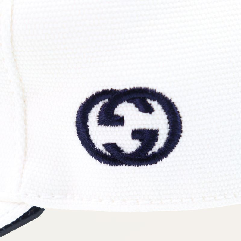 Gucci 387554 100% Cotton Webline Interlocking G Cap White XL 60cm (23.62in)