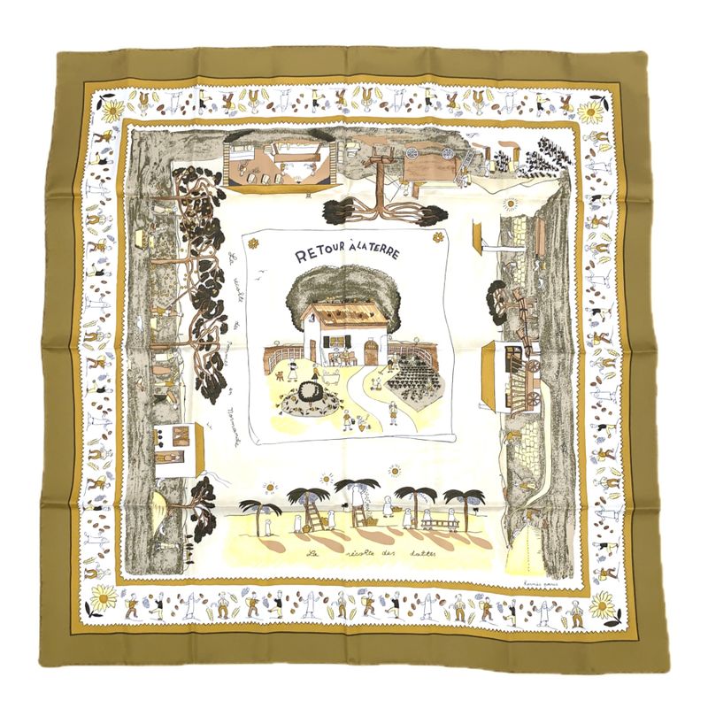 Hermes Scarf Carre 90 RE TOUR A LA Terre Going Home