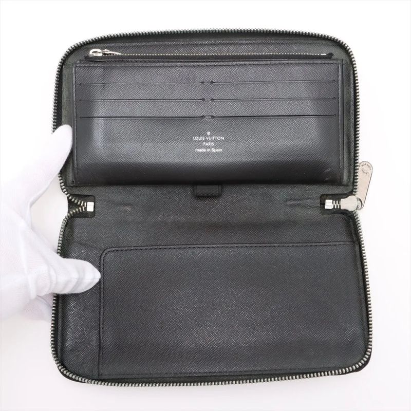Louis Vuitton Damier Graphite Zippy Organizer N63077 Leather Long Wallet Round