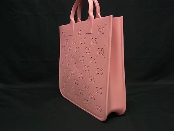 Gucci 679365 Childrens GG Pattern Rubber Tote Handbag Ladies Pinkish