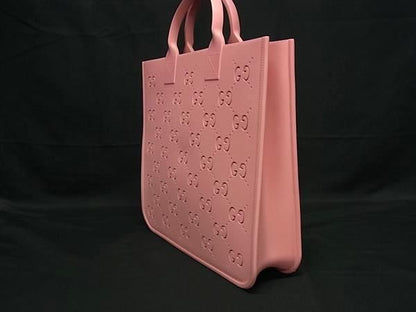 Gucci 679365 Childrens GG Pattern Rubber Tote Handbag Ladies Pinkish