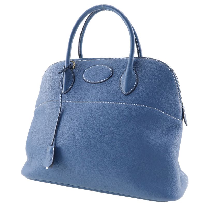 Hermes Bolide 37 G Engraved Taurillon Clemence Blue □G Ladies Handbag