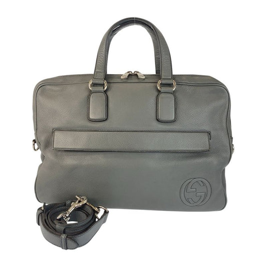 Gucci Soho Grey Silver Hardware Leather 322057 Business Bag Shoulder Bag