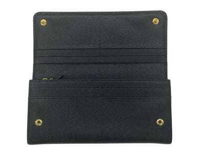 2589 Prada Bifold Long Wallet 1m1132 Saffiano Leather Ribbon Nero Black