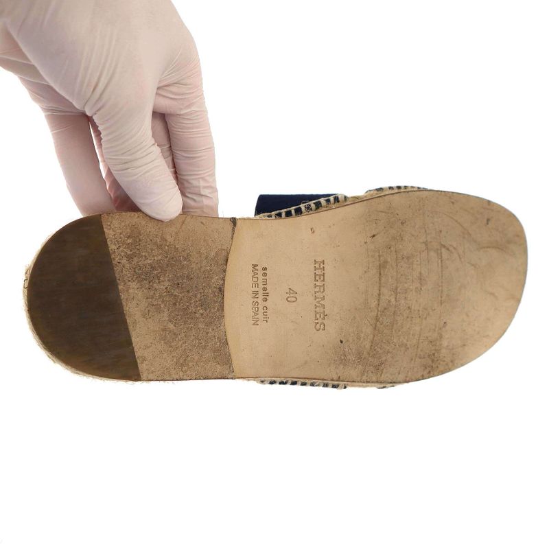 Hermes Antigua Sandals Antigua Espadrille Calf Sole Sandals Navy 40