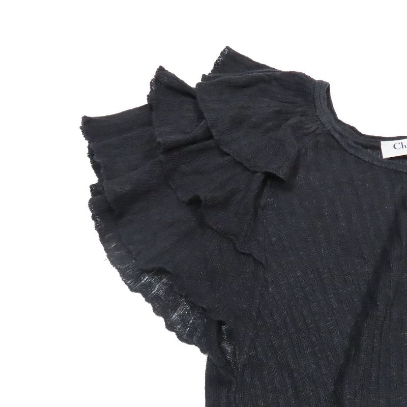 Unused 23ss Christian Dior Tiered Frill Linen Knit Dress Long Logo Embroidery